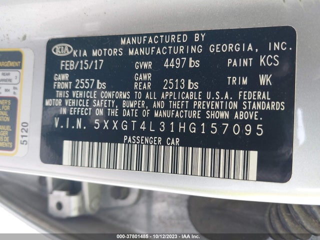 KIA Optima Lx 2017 5XXGT4L31HG157095 Image 9