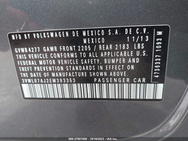 3VWL07AJ2EM393353 Volkswagen Jetta Sedan Sel