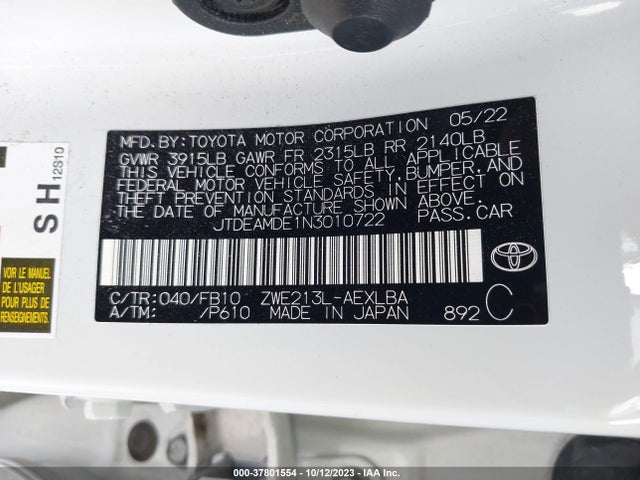 Toyota Corolla Hybrid Le 2022 JTDEAMDE1N3010722 Image 9