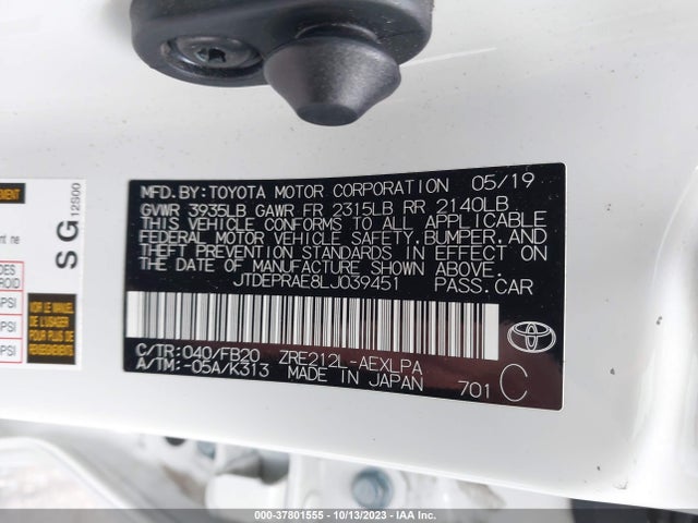 Toyota COROLLA LE 2020 JTDEPRAE8LJ039451 Image 9