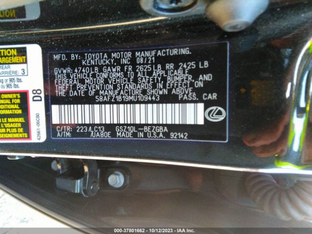 58AFZ1B19MU109443 Lexus Es 350 Ultra Luxury