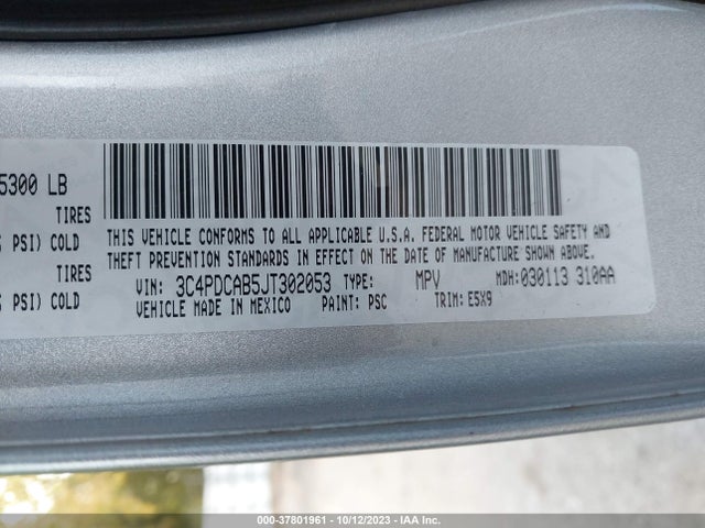 Dodge JOURNEY SE 2018 3C4PDCAB5JT302053 Image 9