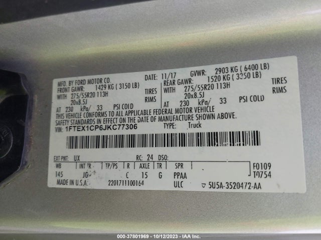 Ford F-150 Xl 2018 1FTEX1CP6JKC77306 Image 9