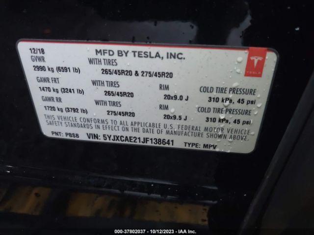 2018 TESLA MODEL X 5YJXCAE21JF138641 Photo 8