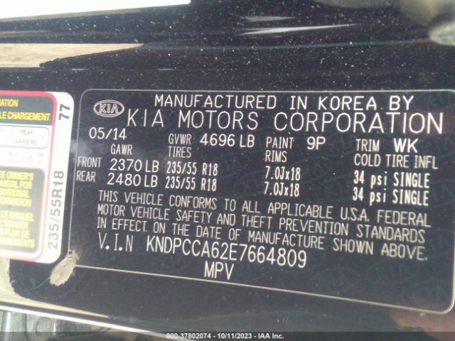 KNDPCCA62E7664809 KIA Sportage Sx