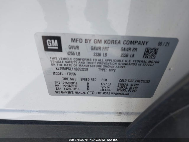 Chevrolet Trailblazer Lt 2022 KL79MPSL1NB052239 Image 9
