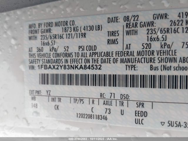1FBAX2Y83NKA84532 Ford Transit Passenger Wagon Xl/xlt