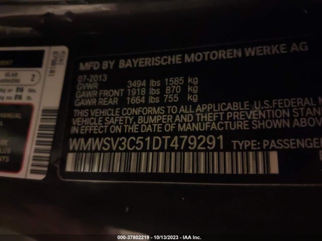 2013 MINI COOPER HARDTOP WMWSV3C51DT479291 Photo 8