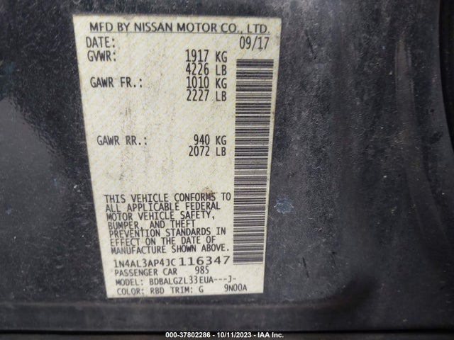 2018 NISSAN ALTIMA 2.5 S VIN: 1N4AL3AP4JC116347
