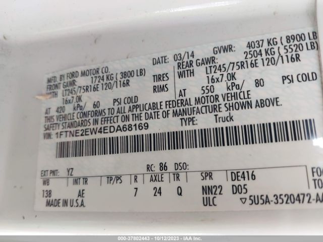 1FTNE2EW4EDA68169 Ford Econoline Cargo Van Commercial/recreational