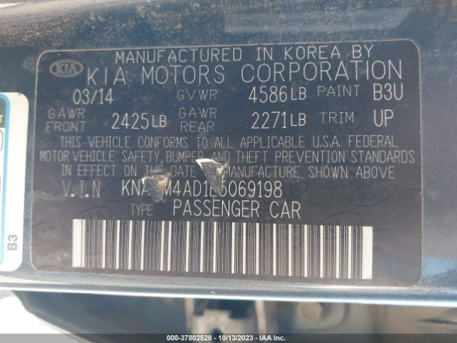 KNAGM4AD1E5069198 KIA Optima Hybrid Lx
