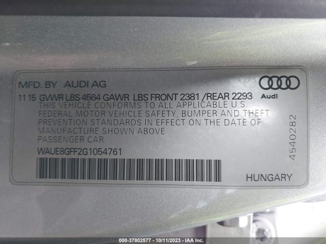 WAUE8GFF2G1054761 Audi A3 2.0t Premium