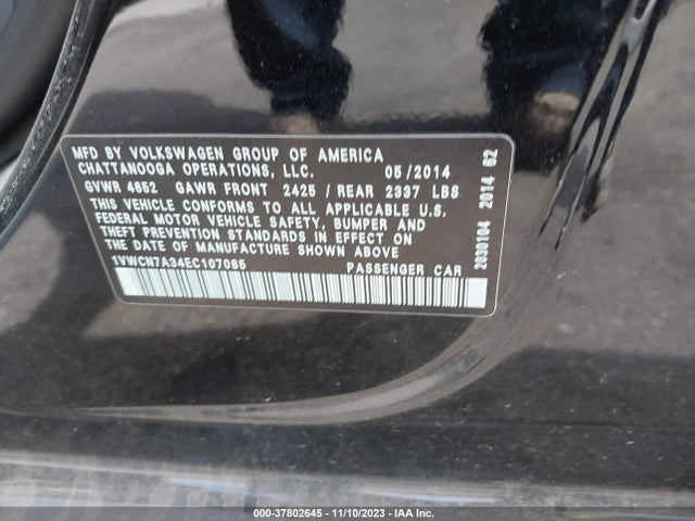 1VWCN7A34EC107085 Volkswagen Passat Tdi Sel Premium