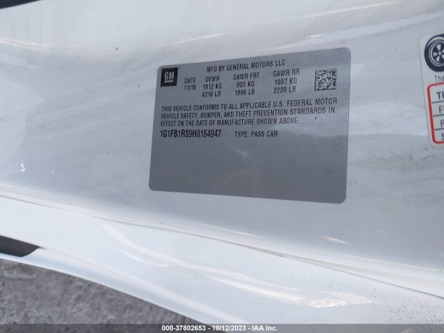 Chevrolet Camaro 1lt 2017 1G1FB1RS9H0164947 Image 9