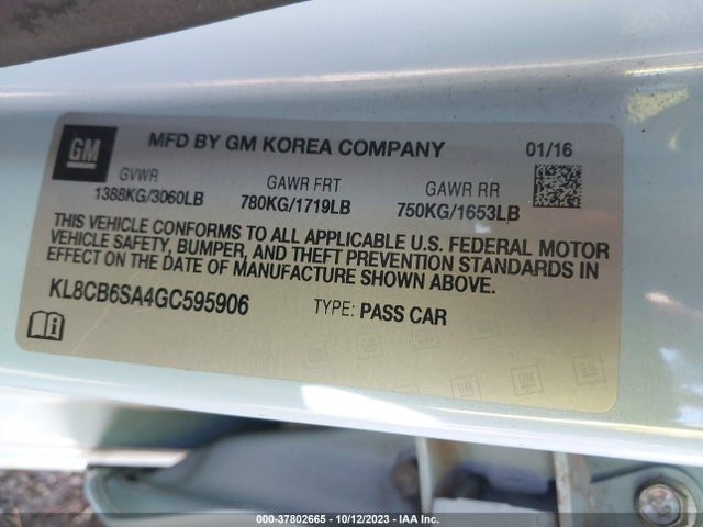 Chevrolet SPARK LS 2016 KL8CB6SA4GC595906 Image 9