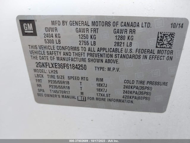 GMC Terrain Slt 2015 2GKFLXE36F6184250 Image 9