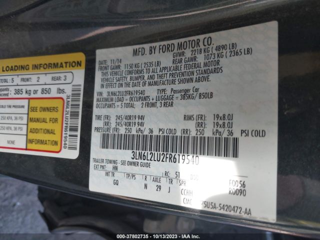 3LN6L2LU2FR619540 Lincoln MKZ HYBRID