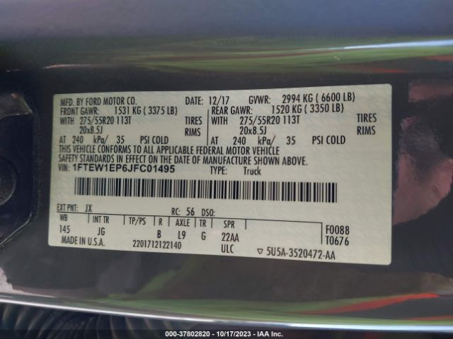 1FTEW1EP6JFC01495 Ford F-150 Xl