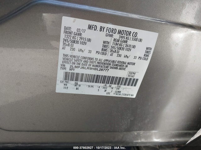 Lincoln Mkx Reserve 2017 2LMPJ6LR9HBL28777 Image 9