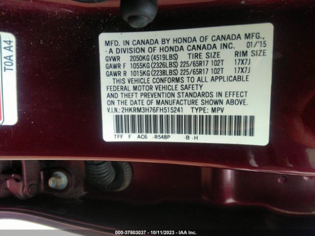 2HKRM3H76FH515241 Honda Cr-v Ex-l
