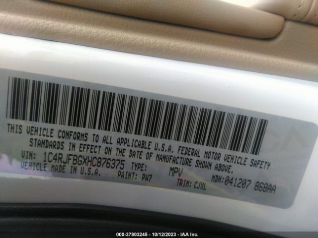 1C4RJFBGXHC876375 Jeep Grand Cherokee Limited