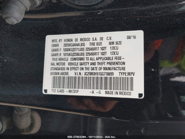 Honda CR-V EX 2016 3CZRM3H51GG718699 Image 9
