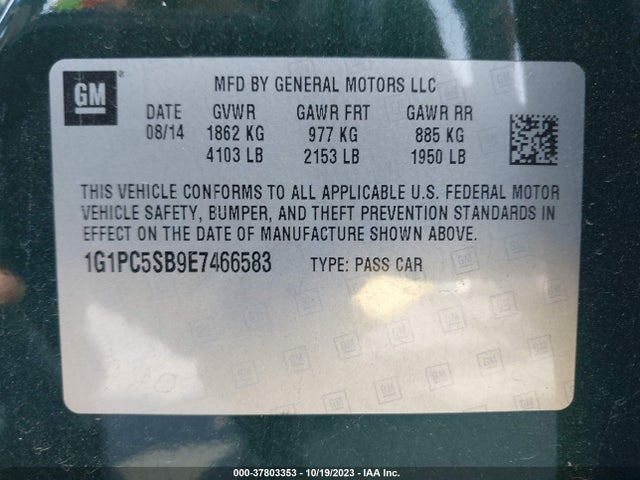 Chevrolet Cruze 1lt 2014 1G1PC5SB9E7466583 Image 9