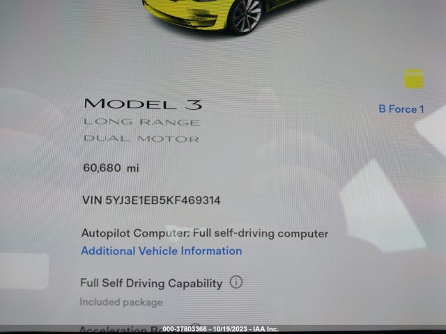 Tesla Model 3 Long Range/performance 2019 5YJ3E1EB5KF469314 Image 7
