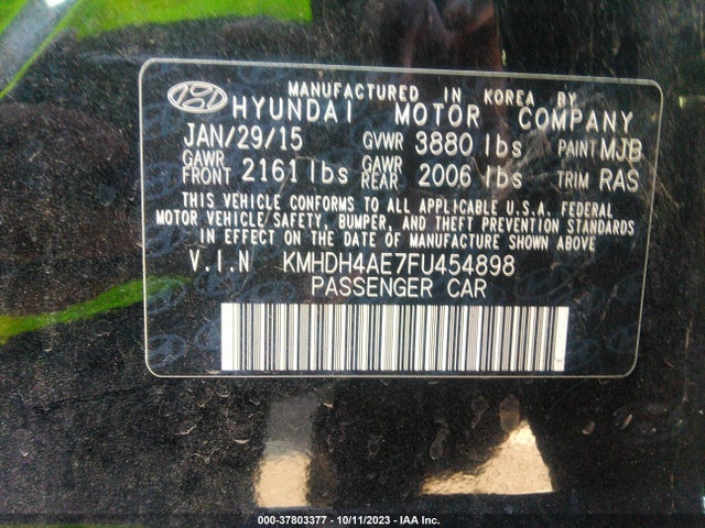Hyundai ELANTRA SE 2015 KMHDH4AE7FU454898 Image 9
