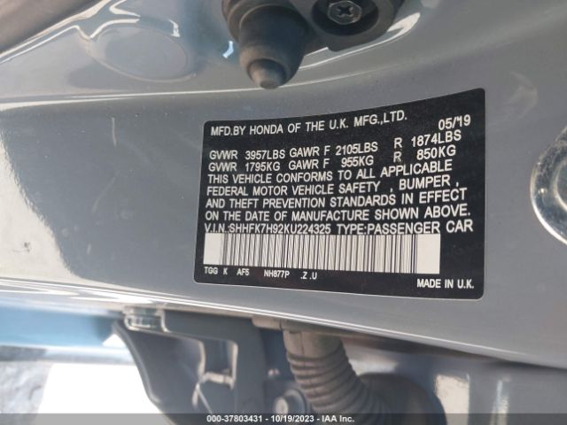SHHFK7H92KU224325 Honda Civic Hatchback Sport Touring