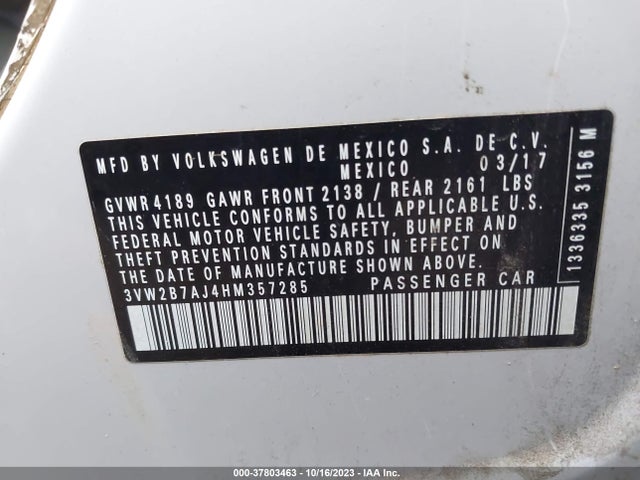 3VW2B7AJ4HM357285 Volkswagen Jetta 1.4t S