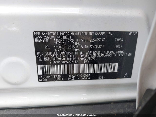 Toyota Rav4 Xle 2022 2T3W1RFV8NW222142 Image 9