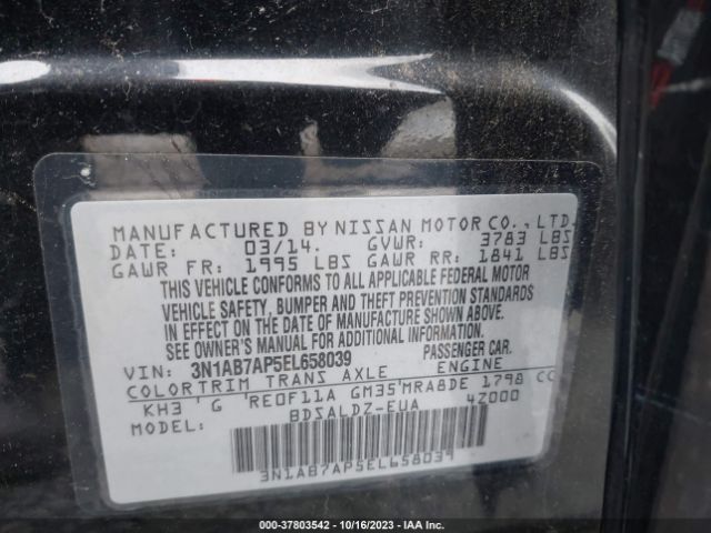 3N1AB7AP5EL658039 Nissan Sentra S/fe+ S/sv/fe+ Sv/sr/sl