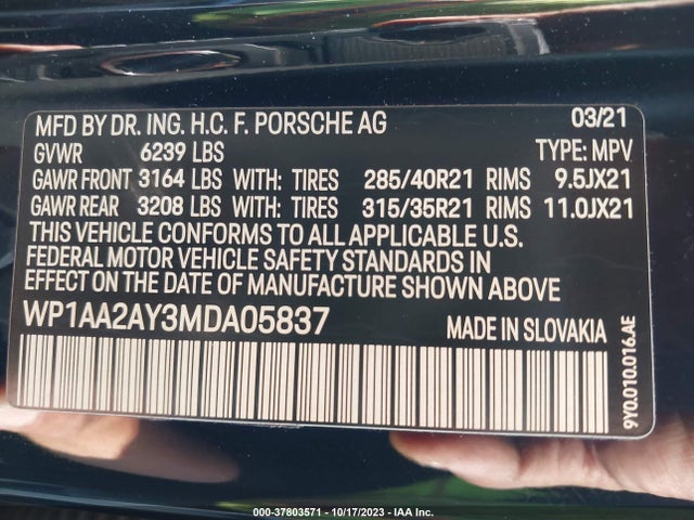 2021 PORSCHE CAYENNE WP1AA2AY3MDA05837 Photo 8