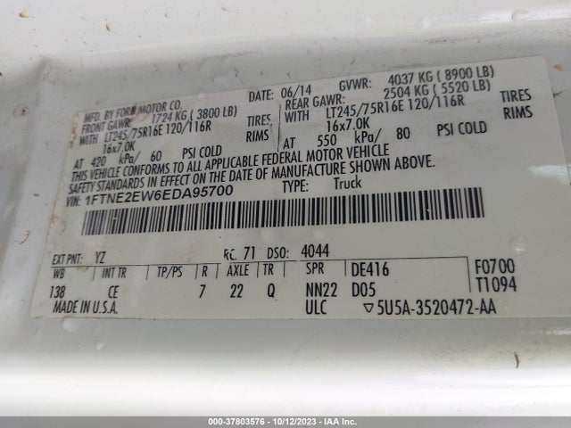 Ford E-250 Commercial 2014 1FTNE2EW6EDA95700 Image 9