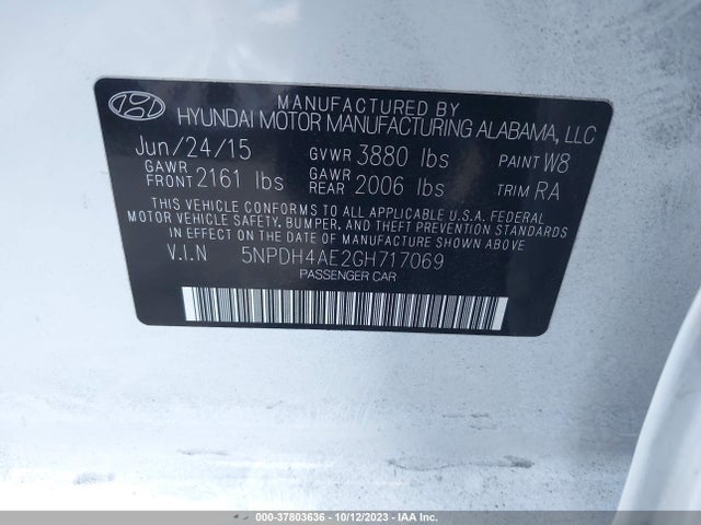 Hyundai ELANTRA SE 2016 5NPDH4AE2GH717069 Image 9