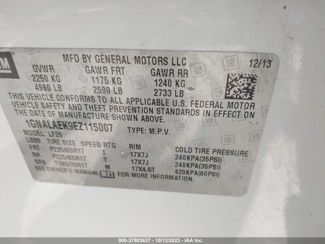 Chevrolet EQUINOX LS 2014 1GNALAEK9EZ115007 Image 9
