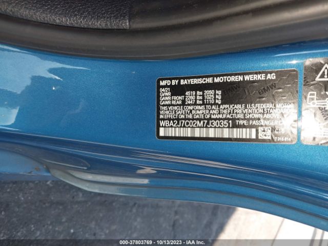2021 BMW 2 SERIES WBA2J7C02M7J30351 Photo 8