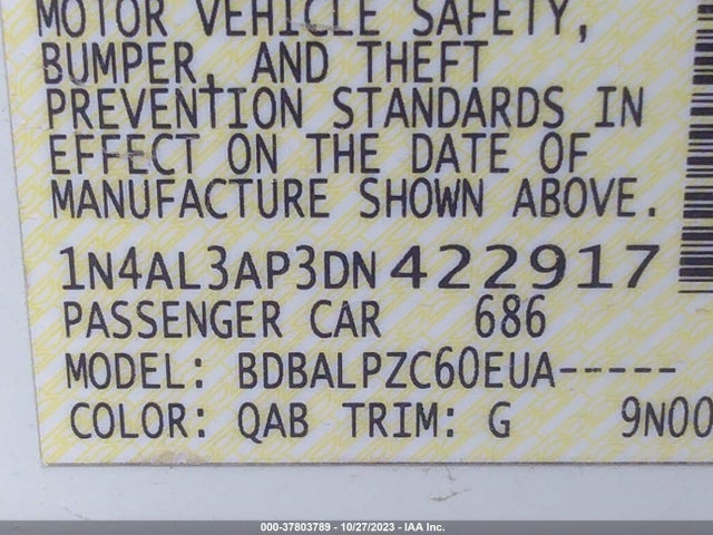 2013 NISSAN ALTIMA 2.5 VIN: 1N4AL3AP3DN422917