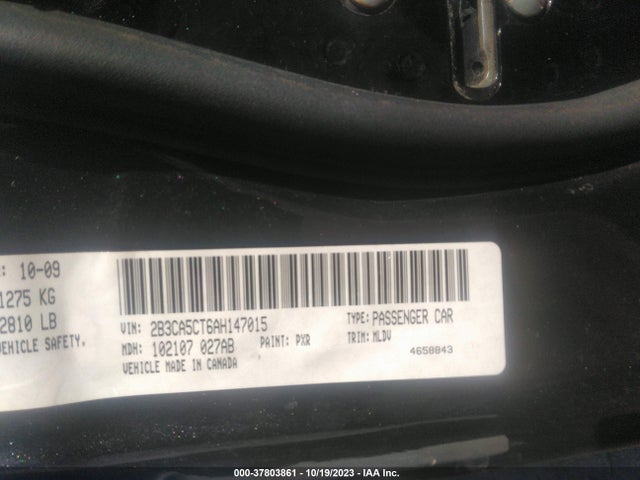2010 DODGE CHARGER R/T VIN: 2B3CA5CT6AH147015
