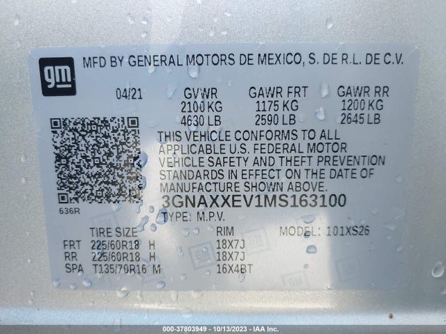 Chevrolet Equinox Awd Premier 2021 3GNAXXEV1MS163100 Image 9