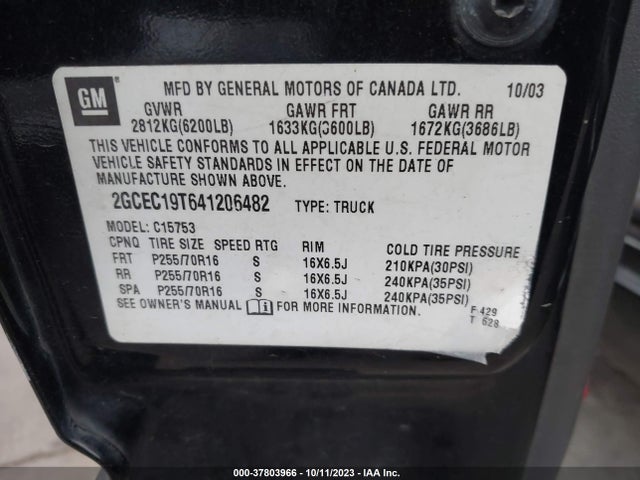 2004 CHEVROLET SILVERADO 1500 LS VIN: 2GCEC19T641206482