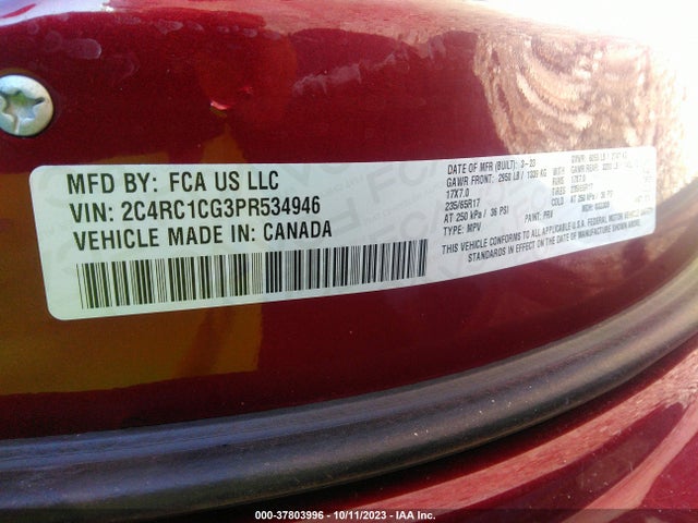 2023 CHRYSLER VOYAGER LX VIN: 2C4RC1CG3PR534946