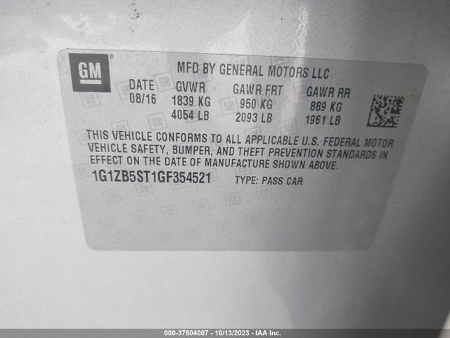 Chevrolet MALIBU LS 2016 1G1ZB5ST1GF354521 Image 9