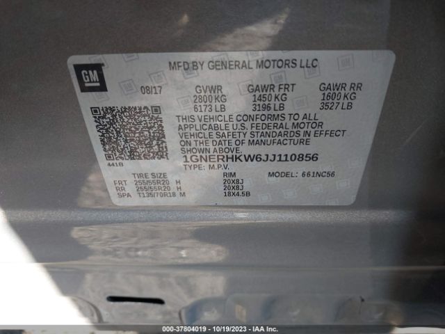 1GNERHKW6JJ110856 Chevrolet Traverse 3lt