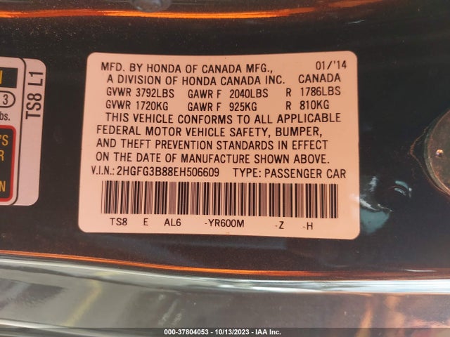 Honda Civic Coupe Ex 2014 2HGFG3B88EH506609 Image 9
