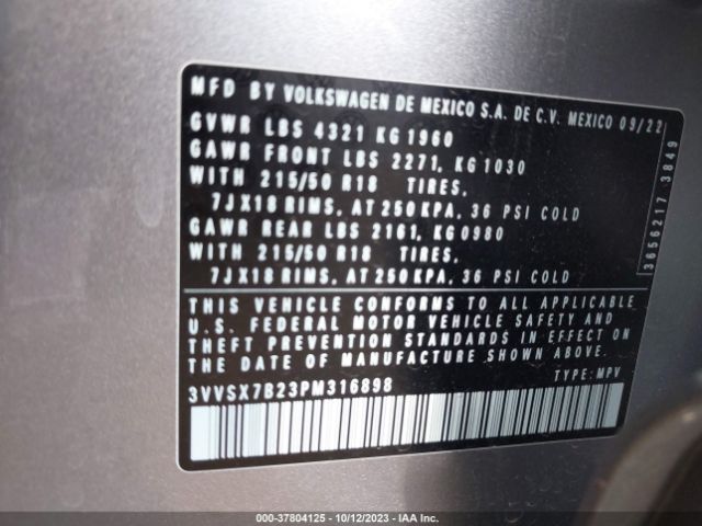3VVSX7B23PM316898 Volkswagen Taos 1.5t Se