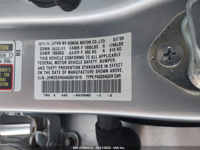 2010 HONDA INSIGHT LX VIN: JHMZE2H54AS021619
