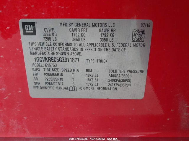 Chevrolet Silverado 1500 Lt 2016 1GCVKREC5GZ371877 Image 9