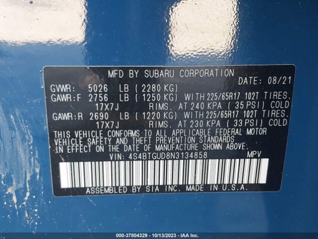 4S4BTGUD8N3134858 Subaru Outback Wilderness
